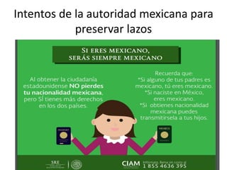 Intentos de la autoridad mexicana para
preservar lazos
 
