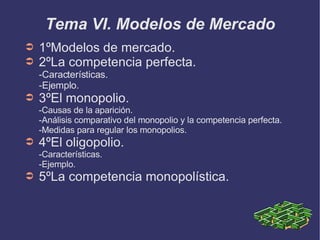 Tema VI. Modelos de Mercado ,[object Object],[object Object],[object Object],[object Object],[object Object]