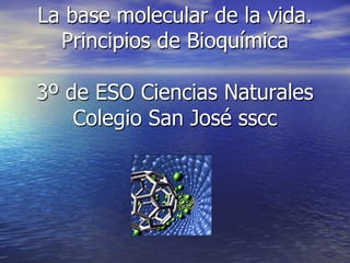 La base molecular de la vida.
  Principios de Bioquímica

3º de ESO Ciencias Naturales
    Colegio San José sscc
 