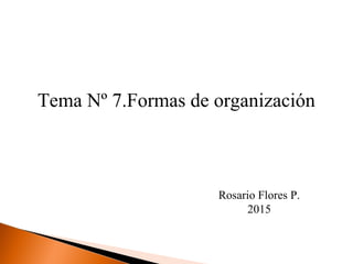 Tema Nº 7.Formas de organización
Rosario Flores P.
2015
 