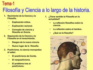 Tema-1 Filosofía y Ciencia a lo largo de la historia. ,[object Object],[object Object],[object Object],[object Object],[object Object],[object Object],[object Object],[object Object],[object Object],[object Object],[object Object],[object Object],[object Object],[object Object],[object Object]