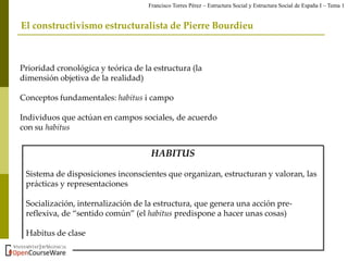 El constructivismo estructuralista de Pierre Bourdieu
Prioridad cronológica y teórica de la estructura (la
dimensión objet...