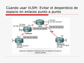 Cúando usar VLSM: Evitar el desperdicio de espacio en enlaces punto a punto 