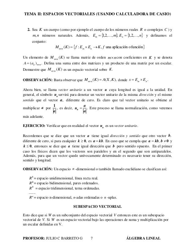 Tema ii espacios vectoriales algebra lineal uts