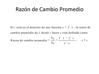 Razón de Cambio Promedio