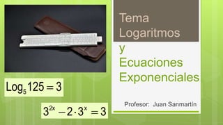 Tema
Logaritmos
y
Ecuaciones
Exponenciales
Profesor: Juan Sanmartín
3
125
Log5 
3
3
2
3 x
2x



 