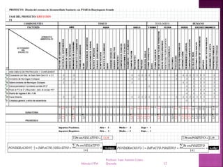 Profesor: Juan Antonio López
QuesadaMétodo CPM 12
Sinergia
Se producen cuando en ciertas ocasiones la acción de dos o más impactos
diferentes, de baja magnitud, adquieren relevancia al presentarse
simultáneamente.
 