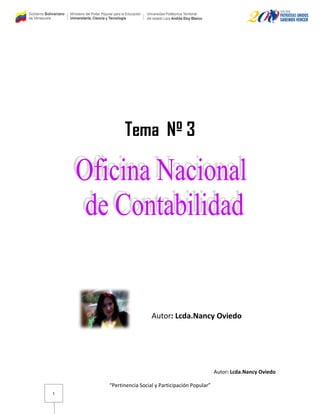 Autor: Lcda.Nancy Oviedo
“Pertinencia Social y Participación Popular”
1
Tema Nº 3
Autor: Lcda.Nancy Oviedo
 