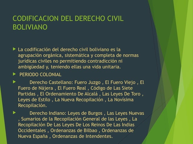 Derecho civil y codigo civil boliviano | PPT