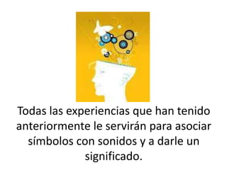 Todas las experiencias que han tenido anteriormente le servirán para asociar símbolos con sonidos y a darle un significado. 