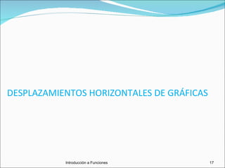 DESPLAZAMIENTOS HORIZONTALES DE GRÁFICAS Introducciòn a Funciones 