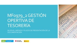 MF0979_2GESTIÓN
OPERTIVA DE
TESORERÍA
BLOQUE 5 MEDIOSY PLAZOS DE PRESENTACIÓN DE LA
DOCUMENTACIÓN
 