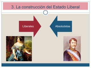 3. La construcción del Estado Liberal
Liberales Absolutistas
 