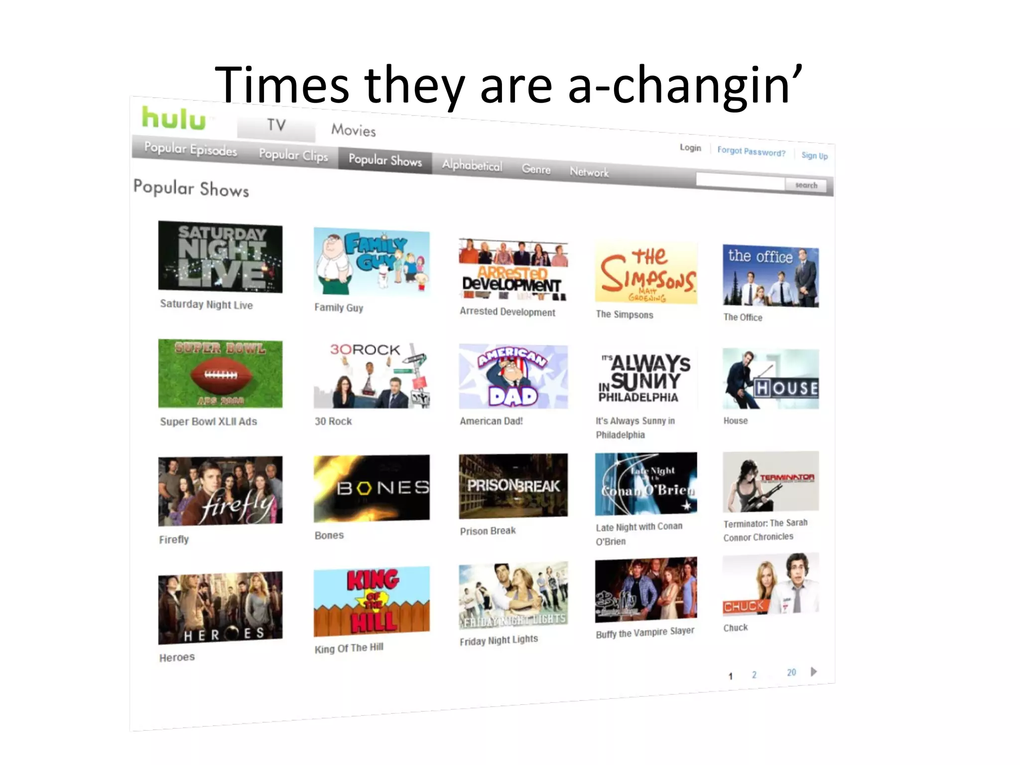 Times they are a-changin’ 