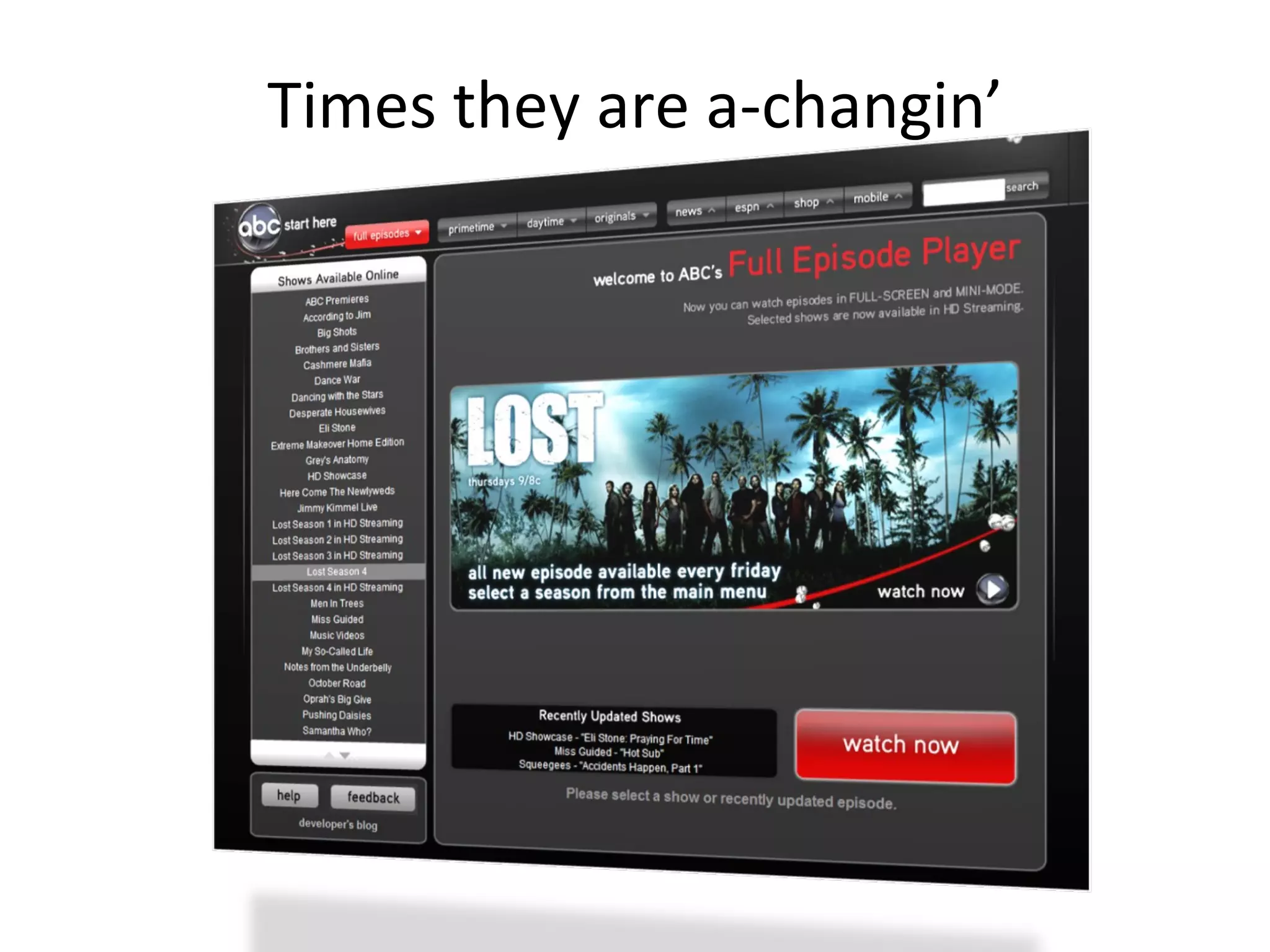 Times they are a-changin’ 