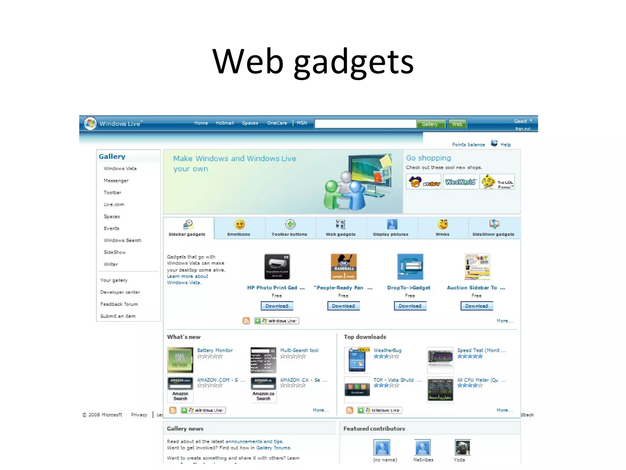 Web gadgets 