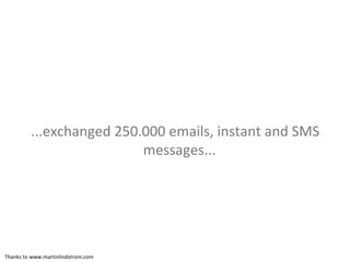 ...exchanged 250.000 emails, instant and SMS messages... Thanks to www.martinlindstrom.com 