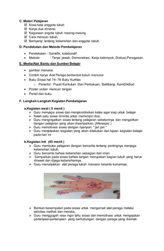 contoh RPP Tematik Kelas 1 | DOCX