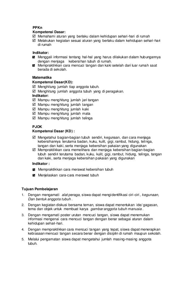 contoh RPP Tematik Kelas 1