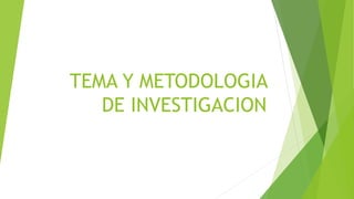 TEMA Y METODOLOGIA
DE INVESTIGACION
 