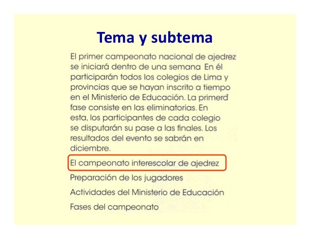 Tema y subtema