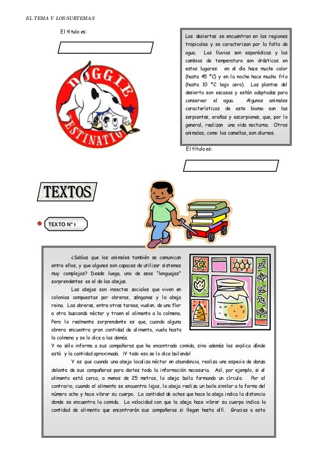 Ejercicios sobre temas y subtemas