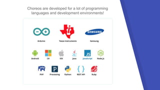 Choreos are developed for a lot of programming
languages and development environments!
 