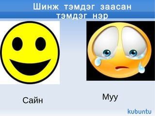 Тэмдэг нэрийн утгын ангилал Өнгө зүс заасан тэмдэг нэр 