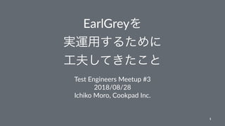 EarlGrey
Test Engineers Meetup #3
2018/08/28
Ichiko Moro, Cookpad Inc.
1
 