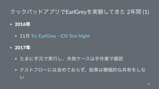 EarlGrey 2 (1)
• 2016
• 11 Try EarlGrey - iOS Test Night
• 2017
•
•
6
 