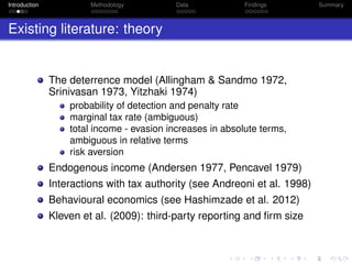 Alari Paulus. Tax evasion and measurement error. An analysis of income ...