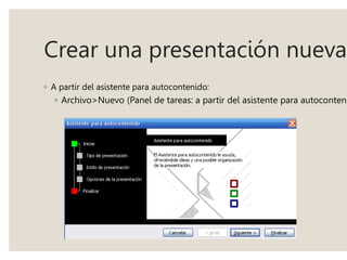Crear una presentación
Presentación nueva A partir de una diapositiva de diseño
 