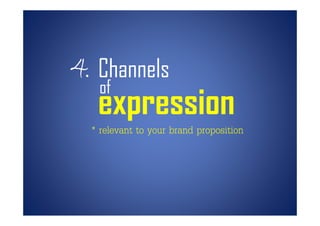 4. Ch l
   Channels
   of
   expression
  * relevant to your brand proposition
 
