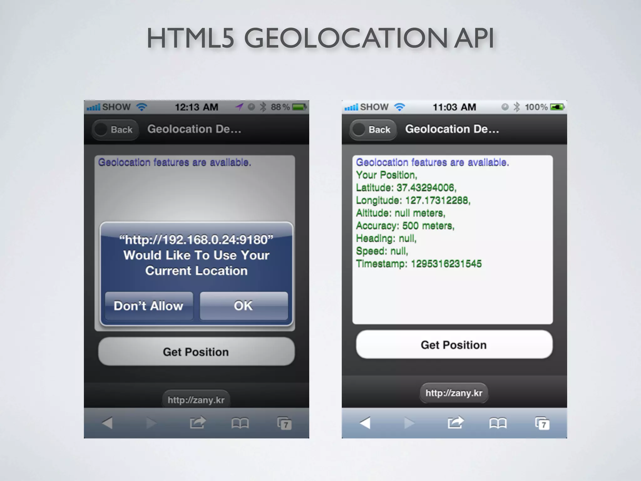 HTML5 GEOLOCATION API
 