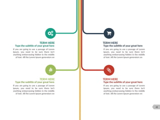 42
TERM HERE
Type the subtitle of your great here
If you are going to use a passage of Lorem
Ipsum, you need to be sure there isn't
anything embarrassing hidden in the middle
of text. All the Lorem Ipsum generators on
TERM HERE
Type the subtitle of your great here
If you are going to use a passage of Lorem
Ipsum, you need to be sure there isn't
anything embarrassing hidden in the middle
of text. All the Lorem Ipsum generators on
TERM HERE
Type the subtitle of your great here
If you are going to use a passage of Lorem
Ipsum, you need to be sure there isn't
anything embarrassing hidden in the middle
of text. All the Lorem Ipsum generators on
TERM HERE
Type the subtitle of your great here
If you are going to use a passage of Lorem
Ipsum, you need to be sure there isn't
anything embarrassing hidden in the middle
of text. All the Lorem Ipsum generators on
 