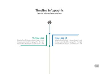 45
Timeline Infographic
Type the subtitle of your great here
TERM HERE
Suitable for all category, Lorem Ipsum is not
simply random text. bring together the right
Suitable for all category, Lorem Ipsum is not
TERM HERE
Suitable for all category, Lorem Ipsum is not
simply random text. bring together the right
Suitable for all category, Lorem Ipsum is not
 