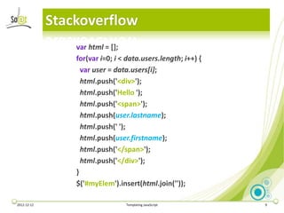 Stackoverflow
                 var html = [];
                 for(var i=0; i < data.users.length; i++) {
                ...