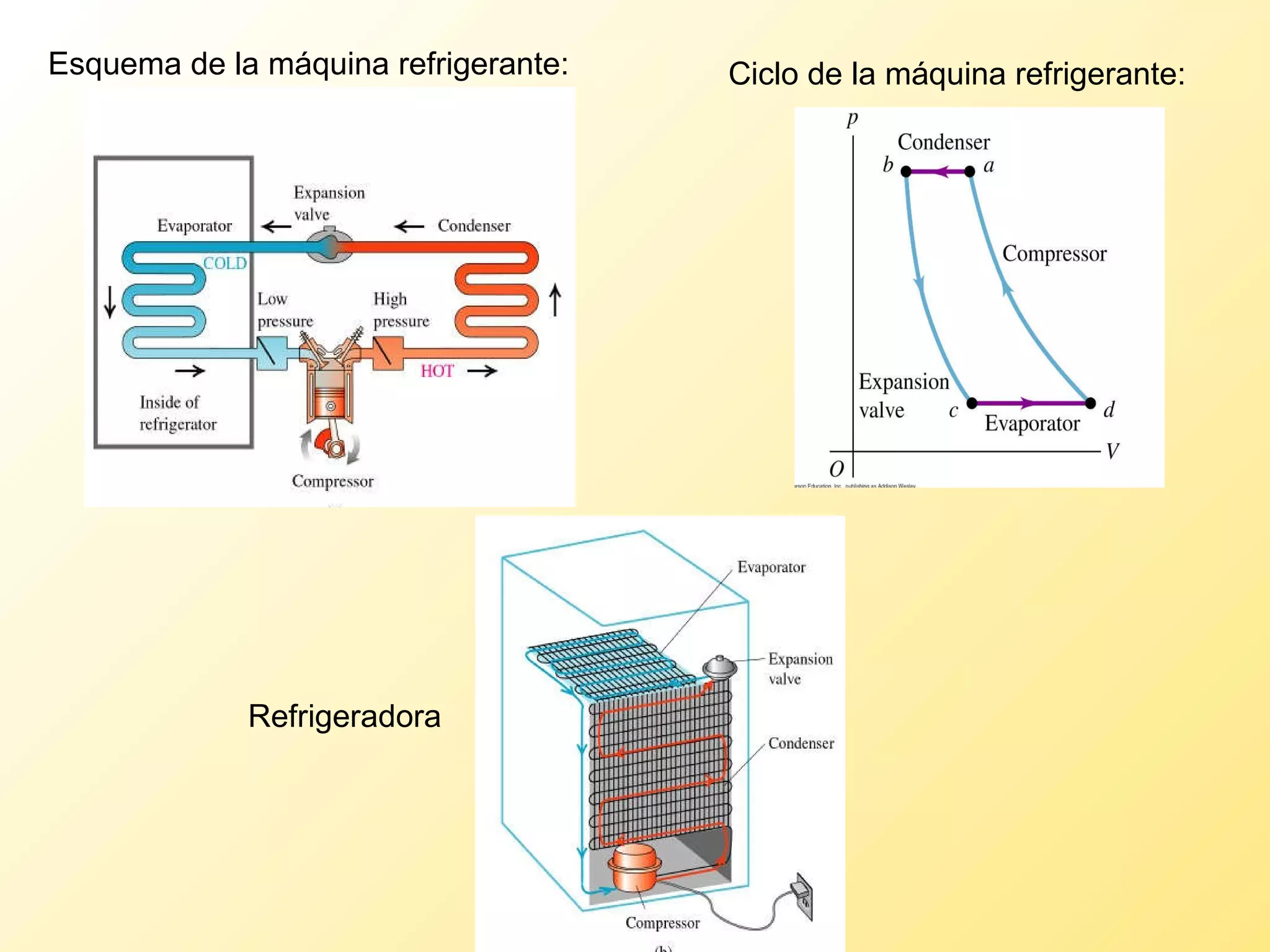 Esquema de la máquina refrigerante: Ciclo de la máquina refrigerante: Refrigeradora 