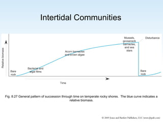 Intertidal Communities

Fig. 8.27 General pattern of succession through time on temperate rocky shores. The blue curve indicates a
relative biomass.

 