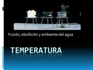 Temperatura Fusión, ebullición y ambiente del agua 