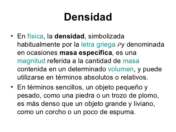 Densidad Definicion Para Ninos