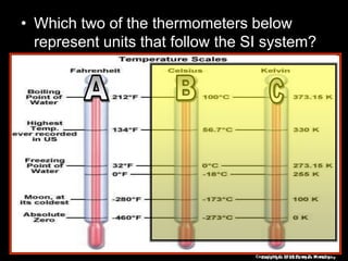 • Which two of the thermometers below
represent units that follow the SI system?
Copyright © 2010 Ryan P. MurphyCopyright © 2010 Ryan P. Murphy
 