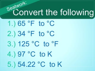 Temperature, Convertion of Celsius to Fahrenheit and vice versa
