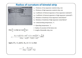 Radius of curvature of bimetal strip
 