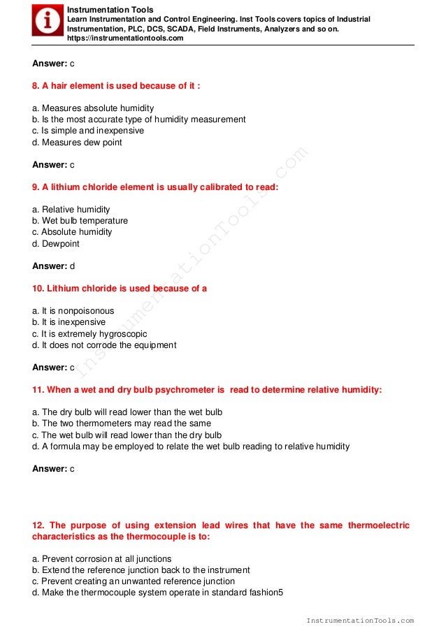 Temperature measurement MCQ