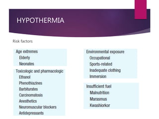 HYPOTHERMIA
Risk factors
 