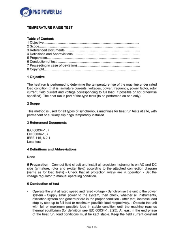 Temperature rise test | DOC