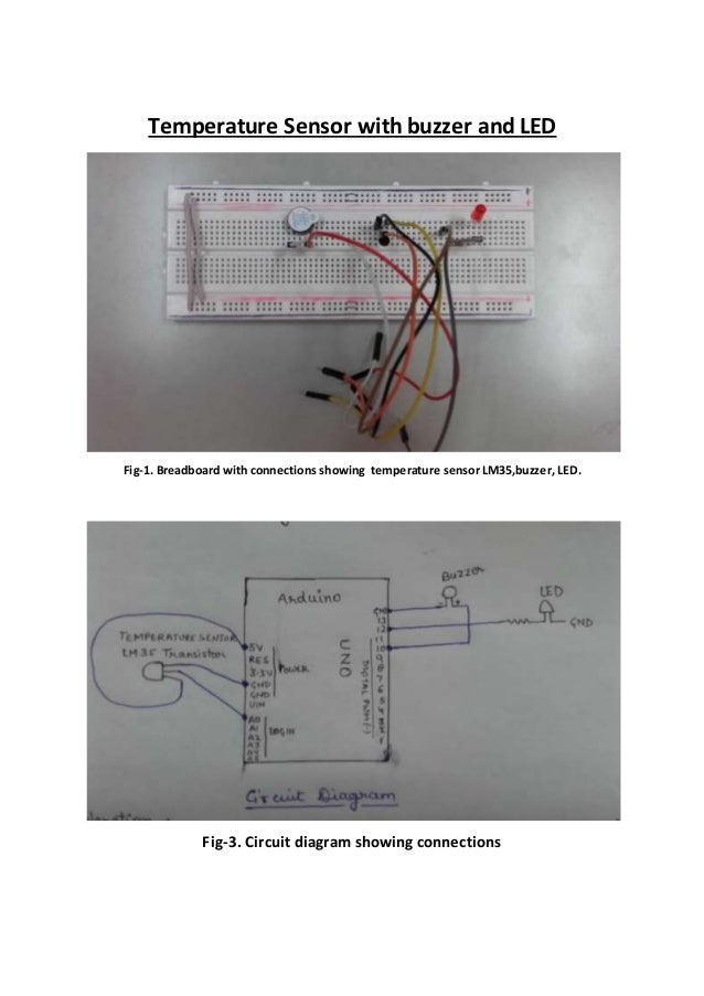 Temperature sensor with buzzer and led