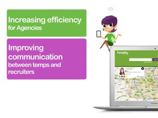 Increasing efficiency
for Agencies


Improving
communication
between temps and
recruiters
 