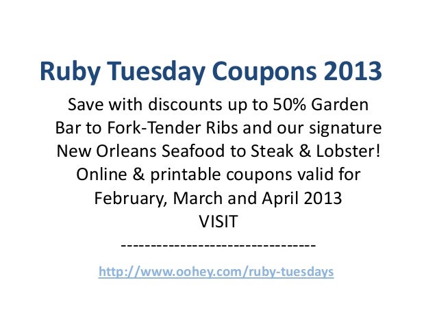 Coupon for ruby tuesday restaurant